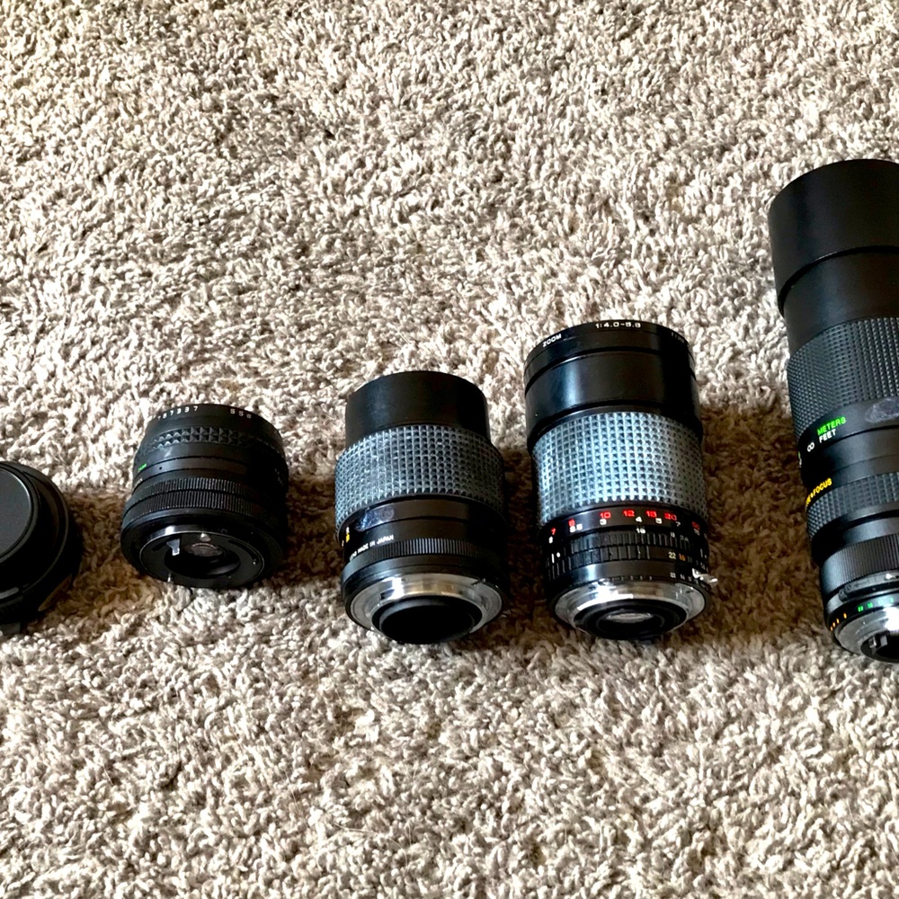 5 never used in tact Nikon/Vivtar lenses